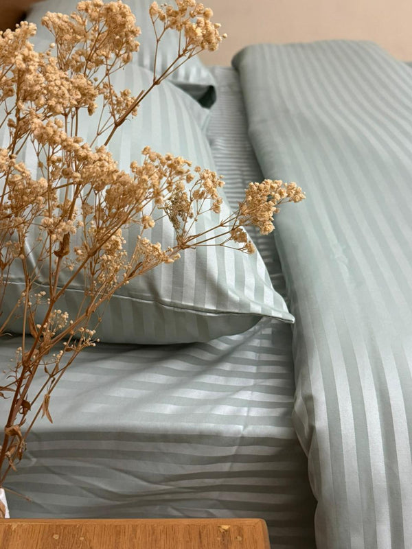 Light Pistachio Stripe Duvet Cover