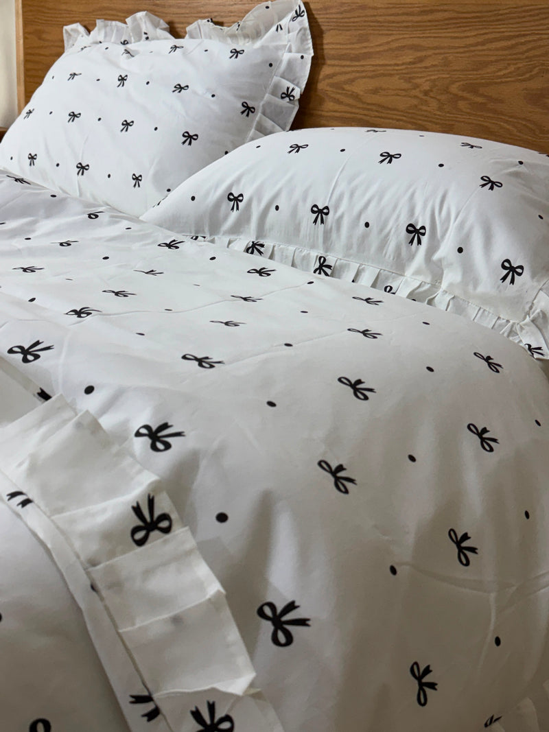 Black Ribbon Ruffle Duvet Cover
