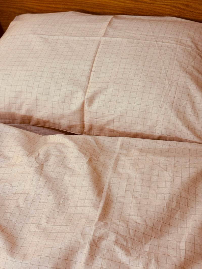 Peach Graph-Check Duvet Cover
