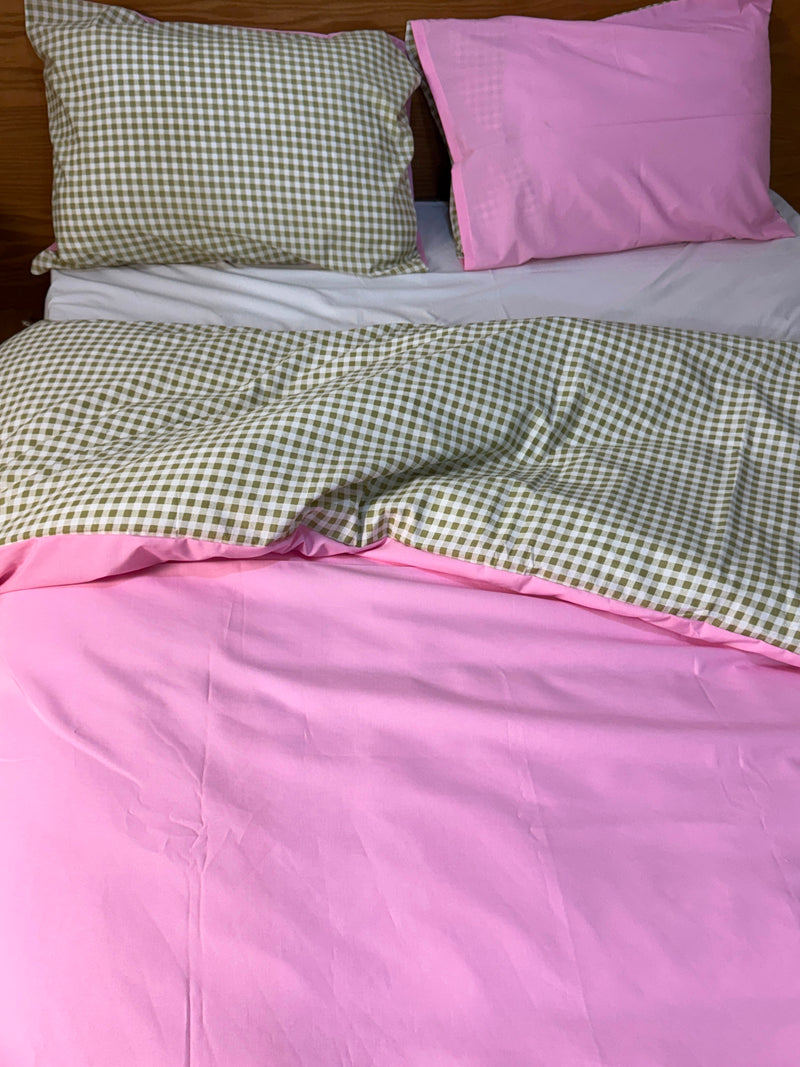 Olive Check & Blush Pink